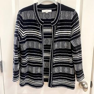 LOFT open sweater jacket in black & white Size- Small